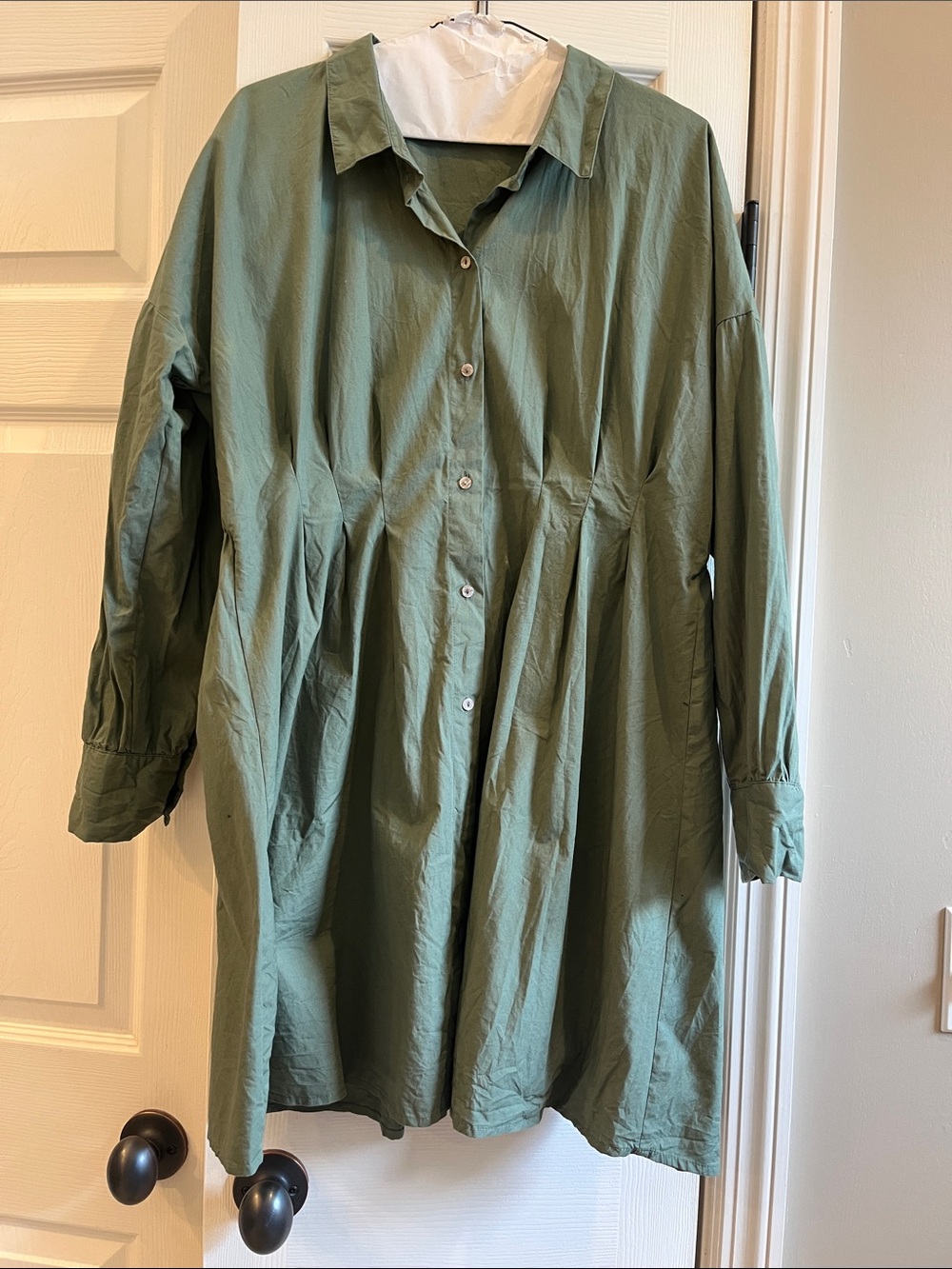 Vero Moda Olive Green Button-Front Shirt Dress